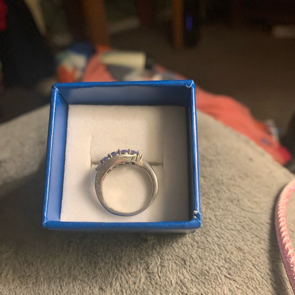 Genuine tanzanite & Zircon sterling silver ring - Picture 3 of 8